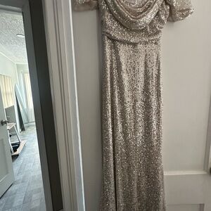 Elegant Silver Sequin Prom Dress